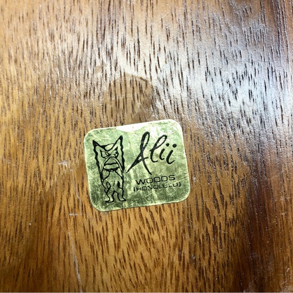 Alii Woods Honolulu Vintage MCM Leaf Monkey Pod Wood Divided Relish Snack Plate - Picture 8 of 10